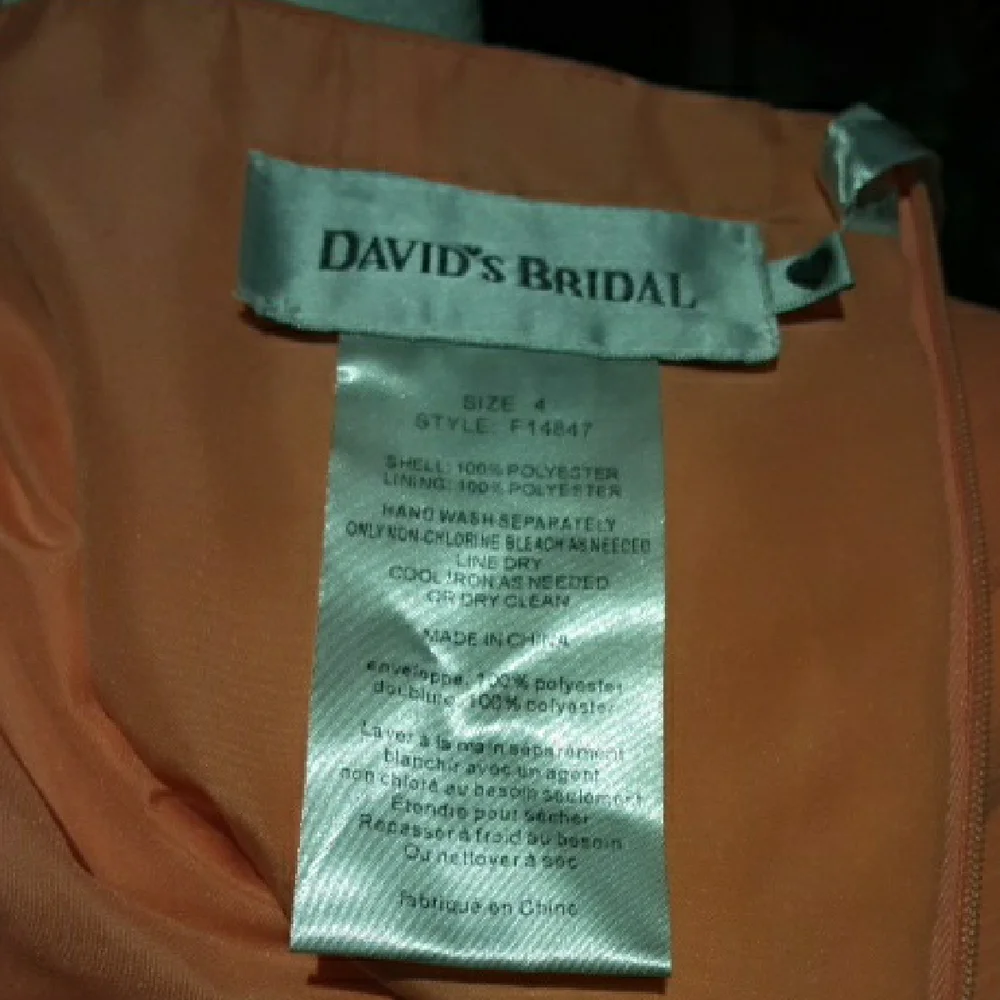 David's Bridal Strapless Coral Dress - Picture 10 of 15